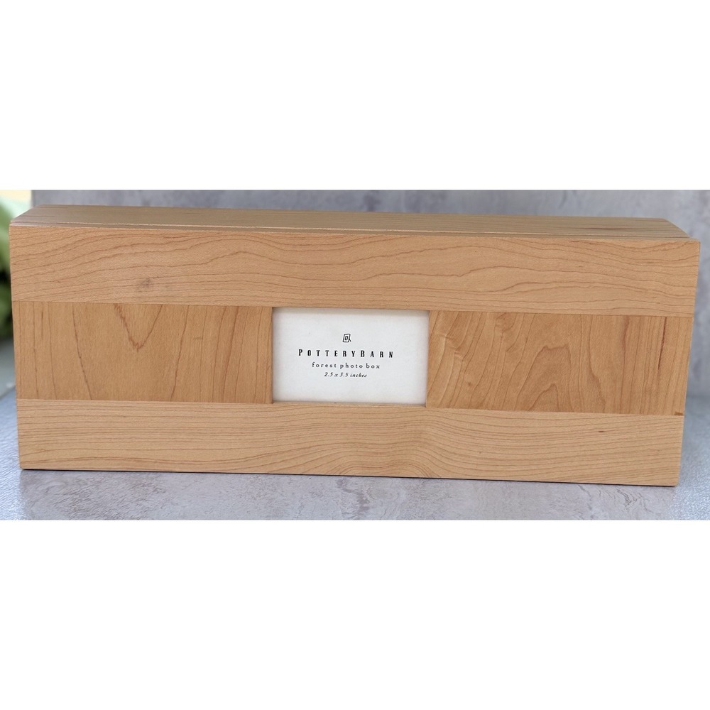 Vtg Pottery Barn Forest Photo Box Blonde Wood With 2.5 X 3.5 Photo Frame #8625 - Picture 2 of 10